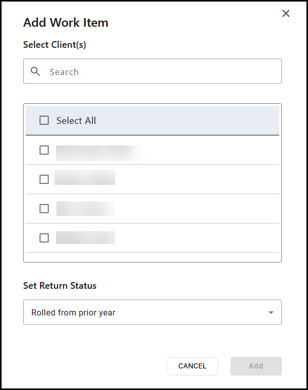 Add Work Item window